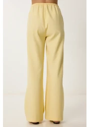 Lovelyİstanbul طقم بنطلون قميص كتان أصفر LDP0058