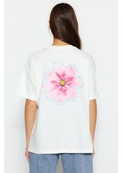  Collection تيشيرت محبوك من القطن 100% بريميوم إكرو مطبوع مريح/واسع ومريح TWOSS23TS00374