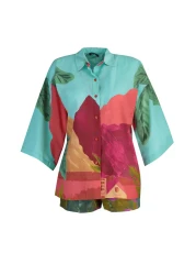  Collection Cotton Landscape Print Shirt and Shorts Beach Set - Tbess22Au0040