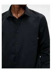 Koton قميص رياضي بقصّة ضيّقة وياقة كلاسيكية وأكمام طويلة، غير قابل للكي