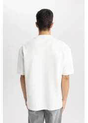 Defacto Oversize Wide Fit Crew Neck Heavy Fabric Basic Solid Short Sleeve T-Shirt B6494Ax24Sp