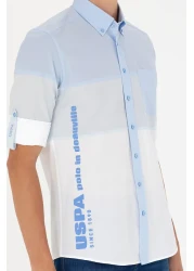 U.S. Polo Assn. قميص رجالي أزرق بأكمام طويلة 50263758 -vr036