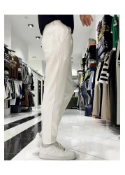 Higo Man بنطلون رجالي من القطن والكتان بقصة Boyfriend