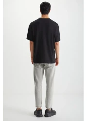 GRIMELANGE تي شيرت RAMADANP017 للرجال مصنوع من القطن بنسبة 100% برقبة دائرية ومطبوع باللون الأسود