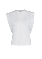  Collection White 100% Cotton Wadding Look Basic Crew Neck Knitted T-Shirt TWOSS20TS0021