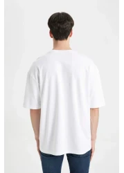 Defacto تي شيرت قطني فاخر برقبة دائرية وقياس كبير