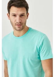 AC&Co / Altınyıldız Classics Men's TurquoiseSlimFit Crew Neck 100% CottonBasicT-shirt