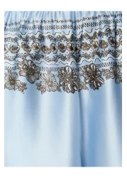 Koton بنطلون ساتان منقوش بالزهور - ساق واسعة وخصر مطاطي