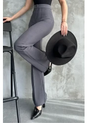 macharel jeans بنطال بالازو نسائي عالي الخصر من أنثراسايت