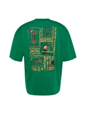 Collection Green Oversize Back Printed 100% Cotton Short Sleeve T-Shirt - TMNSS23TS00168