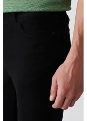 Avva Men's Black Flexible 5-Pocket Canvas Trousers E 003055