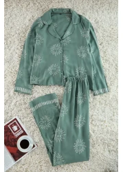  Collection Green Sun Pattern Viscose Woven Pajamas Set Thmaw25Pt00034