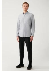 Avva قميص رجالي من القطن ذو الياقة السوداء سهل الكي A32y2089