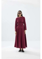 Tailors Room Tie Detailed Suit - Claret Red