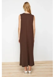  Modest عبوة من قطعتين فستان محبوك باللونين البني والبيج 100% قطن - TCTAW22UK0110