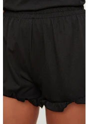  Collection طقم بيجامة محبوكة من القطن بنسبة 100% باللون الأسود مع شورت THMSS22AU0304