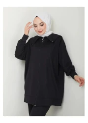 VOLT CLOTHİNG Women's Slit Zipper Collar Detailed Pants Hijab Set