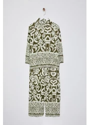  Collection Khaki Woven Bottom-Top Set Twoss24Au00082