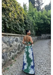 Seda Yalçın Atelier فستان كتان ملون من Positano - رباط خلفي ونمط زهور