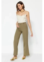  Collection High Waist Wide Leg Pleated Fabric Pants - Light Khaki Twoaw21Pl0076