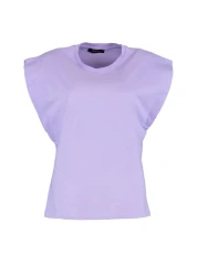  Collection تي شيرت منسوج أساسي برقبة دائرية ومظهر حشو قطن 100% أرجواني TWOSS20TS0021