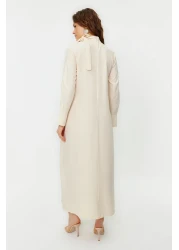  Modest Stone Collar Tie Detail Woven Dress TCTSS23EB00283