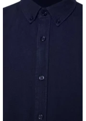  Collection Unisex Navy Blue Regular Fit Linen Look 100% Cotton Shirt - Tmnss23Go00099 Tmnss23Go00099