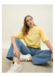 Styli Oversized Dropped Shoulder Embroidered Slogan T-Shirt