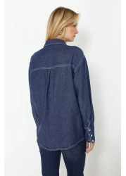  Collection Sustainable Dark Blue Oversize Denim Shirt - 100% Tencel ™ Twoss24Go00141