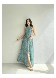 LİSAA BUTİK فستان بيزلي منقوش بدون ظهر