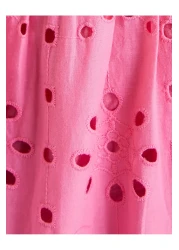 Koton فستان طويل بقصة منخفضة وأكمام بالون وأزرار