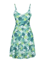  Collection فستان قصير من الكريب بطبعة زهور باللون الأخضر الداكن مع أشرطة قابلة للتعديل TWOSS20EL1630