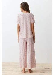  Collection Colorful Flower Patterned Knitted Pajamas Set - THMSS24PT00231