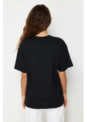  Collection Black Oversize Crew Neck 100% Cotton T-Shirt - Twoss20Ts0134