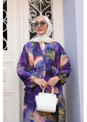 LOCCO Women's Galaxy Patterned Dress Purple