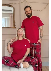 Pijamaevi بيجامة عزيزي فاميلي بأكمام قصيرة على شكل دب أحمر كلاريت - مجموعة نسائية