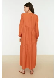  Modest Cinnamon Gather Detailed Cotton Wide Fit Woven Dress TCTSS21EL3470