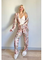 Pijamaevi طقم بيجامة نسائية محبوكة حصريًا من Salmon Flore