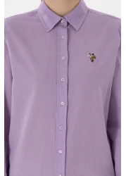U.S. Polo Assn. Women's Lilac Linen Blended Long Sleeve Basic Shirt 50298098 -Vr034