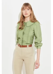  Collection Baby Collar Mint Lace Detailed Shirt - Regular Fit, Woven, TWOSS21GO0035