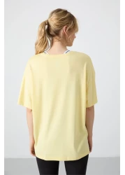 Tommy Life Yellow Oversize Women's T-Shirt with Soft Keys - 97285