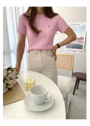 ASEZ BUTİK بلوزة نسائية صيفية رفيعة بأكمام قصيرة