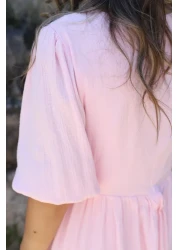 bytugcekaya فستان طويل من الموسلين الوردي