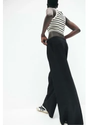 H&M Wide Linen-blend Trousers