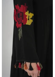 Bigdart فستان طويل مطرز 2534 - أسود