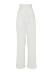  Collection Woven Ecru Corset Trousers - TPRSS23PL00033