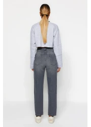  Collection جينز أمي رمادي عالي الخصر TWOAW24JE00076