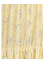 Koton فستان متوسط الطول من الفيسكوز بياقة مربعة وأكمام قصيرة بالون