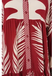 Bigdart 2423 Authentic Patterned Hijab Dress - G.Burgundy