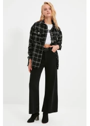  Collection قميص سترة منسوجة من التويد بجيب منقوش أسود TWOAW21GO0087